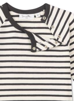 Preview: Unisex Langarmshirt "Ringel" weiß