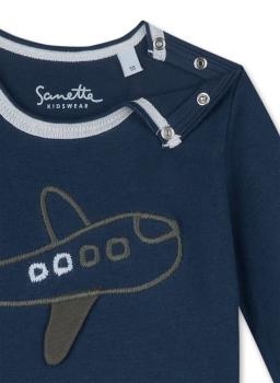 Preview: Jungen Langarmshirt "Flugzeug" blau