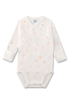 Wickelbody langarm white pebble Frontansicht