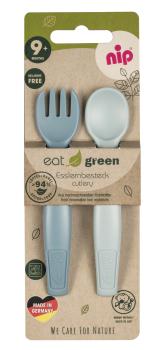 Preview: Esslernbesteck "Eat Green", blau