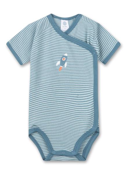 Wickelbody halbarm blau mit Streifen