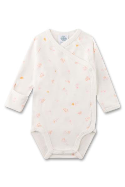 Wickelbody langarm white pebble Frontansicht