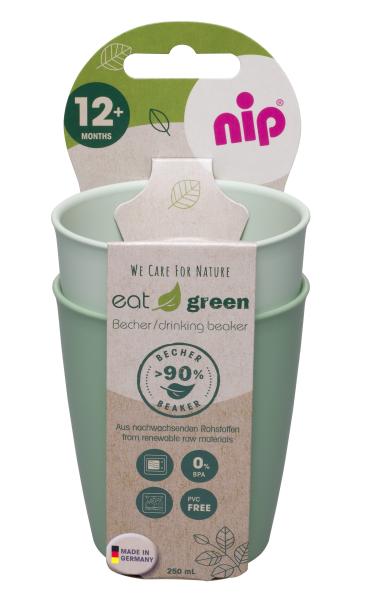 Becher "Eat Green", 2er Pack, grün