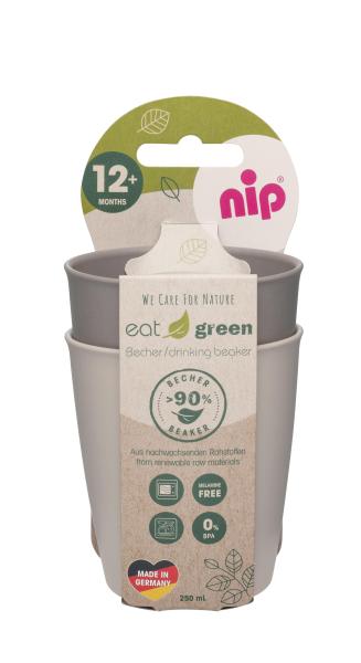 Becher "Eat Green", 2er Pack, grau