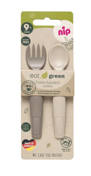Esslernbesteck "Eat Green", grau
