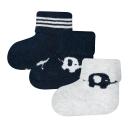 Erstlingssocken GOTS  3er-Set Elefant blausilber One Size